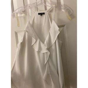 White ruffle tank top